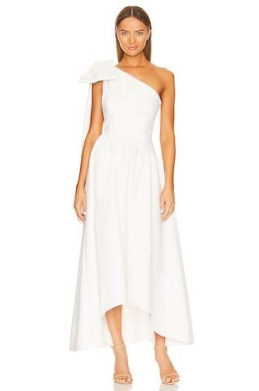 Elliatt White One-Shoulder Midi Dress